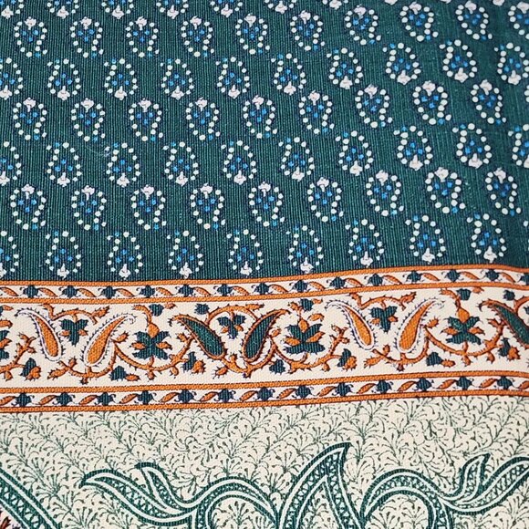 Upholstery Fabric by Concord Border Paisley Green Orange 54" x 42" - Picture 7 of 13